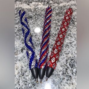 Red, Silver & Blue Rhinestone Gel Pen 🇺🇸